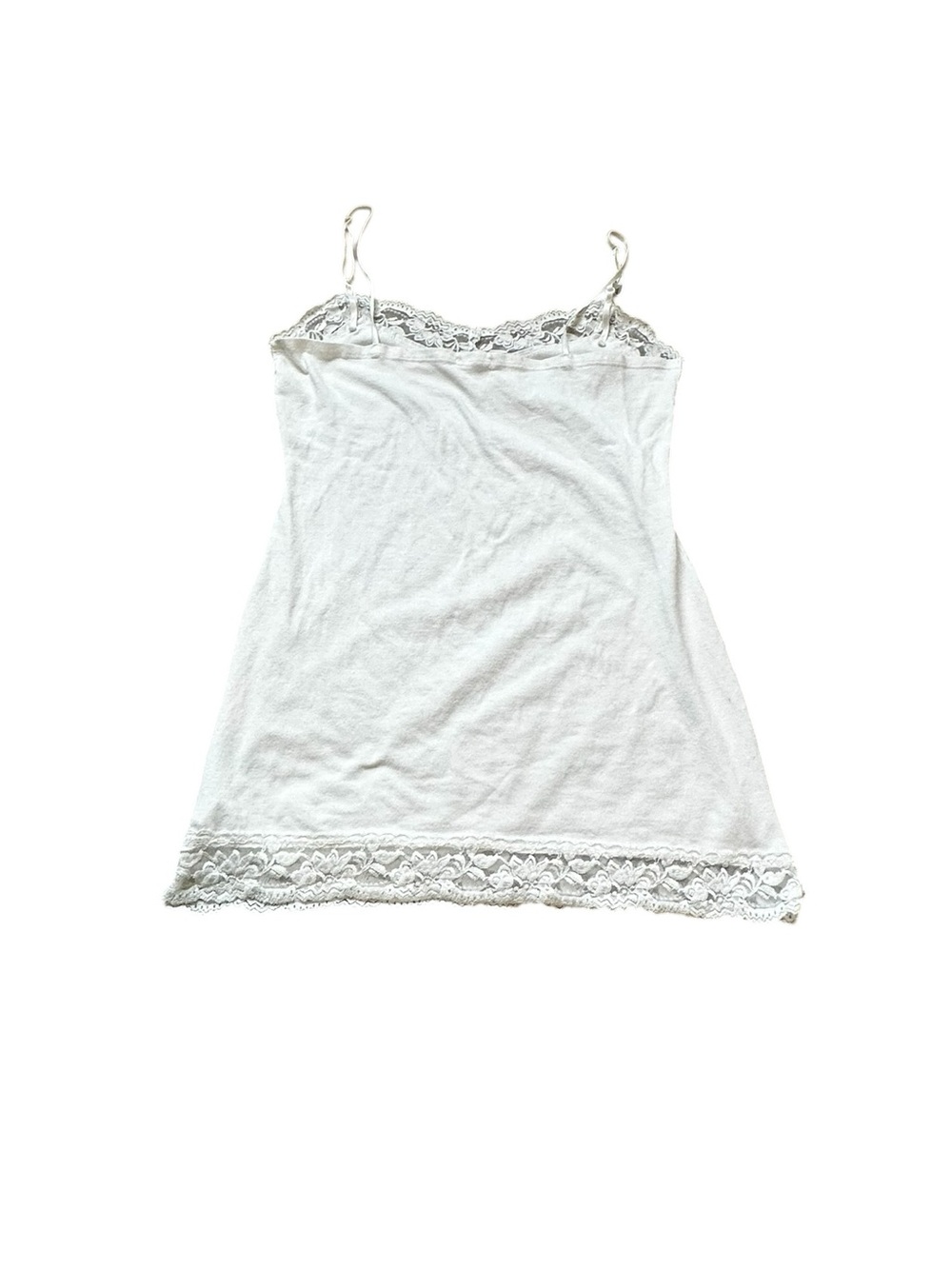 Zenana White Lace Trim Cami Layering Tank Y2K Summer Grunge Fairy Boho Size L